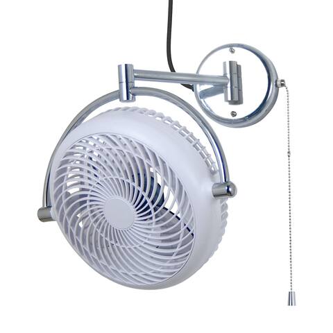 10-inch Industrial White ABS 3-Blade Wall Mount Fan with Pull Chain