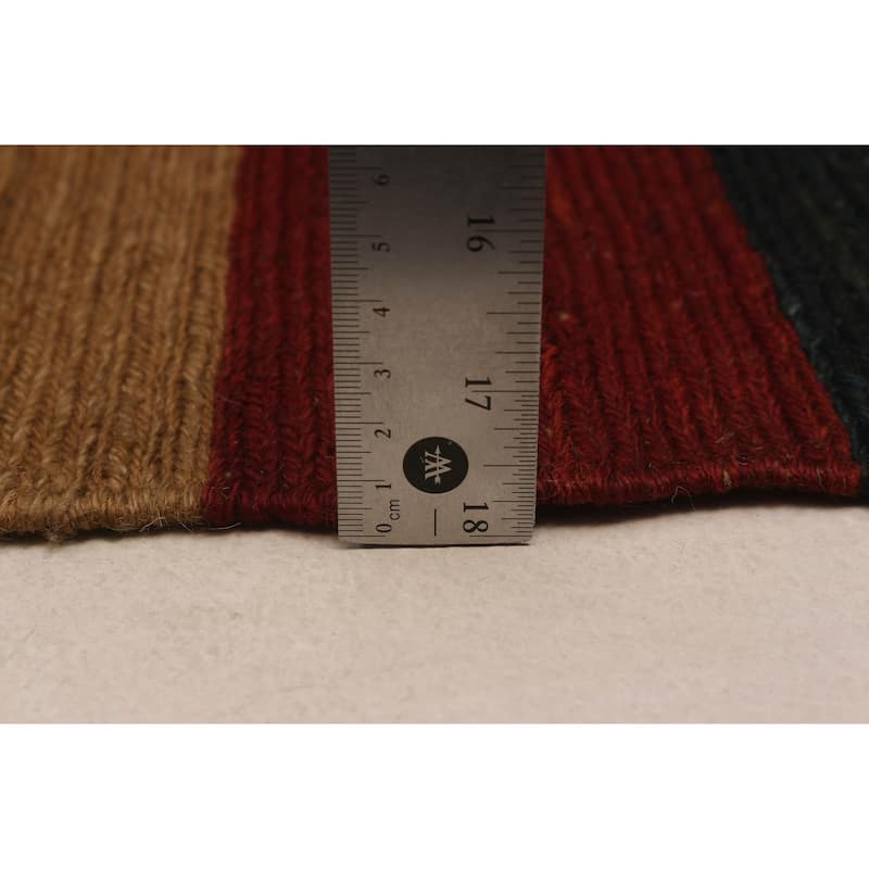 ECARPETGALLERY Flat-Weave Natural Navy, Red Wool Tapestry Kilim - 10'0 x 12'0