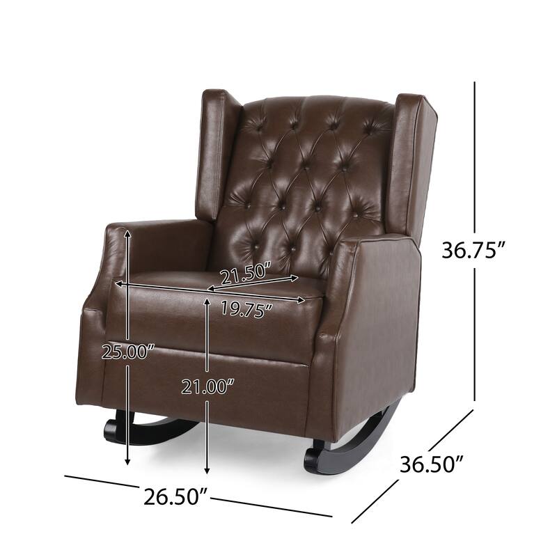 Dark Brown 26.5" High Back PU Rocking Chair