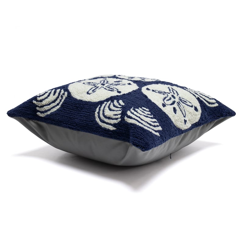 Liora Manne Frontporch Shell Toss Indoor/Outdoor Pillow Navy 18" Square