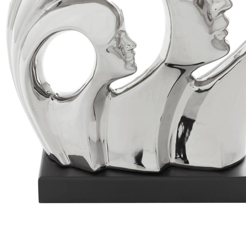 Silver Porcelain Contemporary Sculpture People 12 x 11 x 3