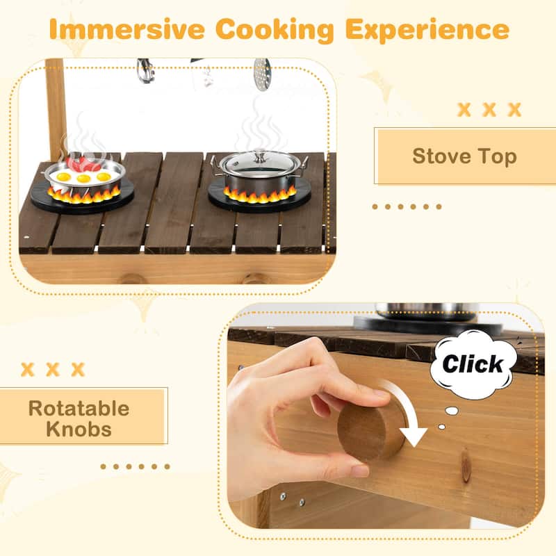 Costway Play Kitchen for Kids Wooden Toy Kitchen Playset with - See Details