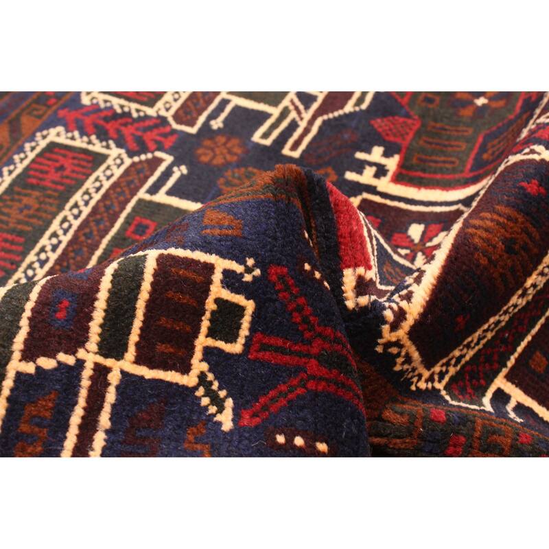 ECARPETGALLERY Hand-knotted Rare War Dark Navy Wool Rug - 2'9 x 4'6