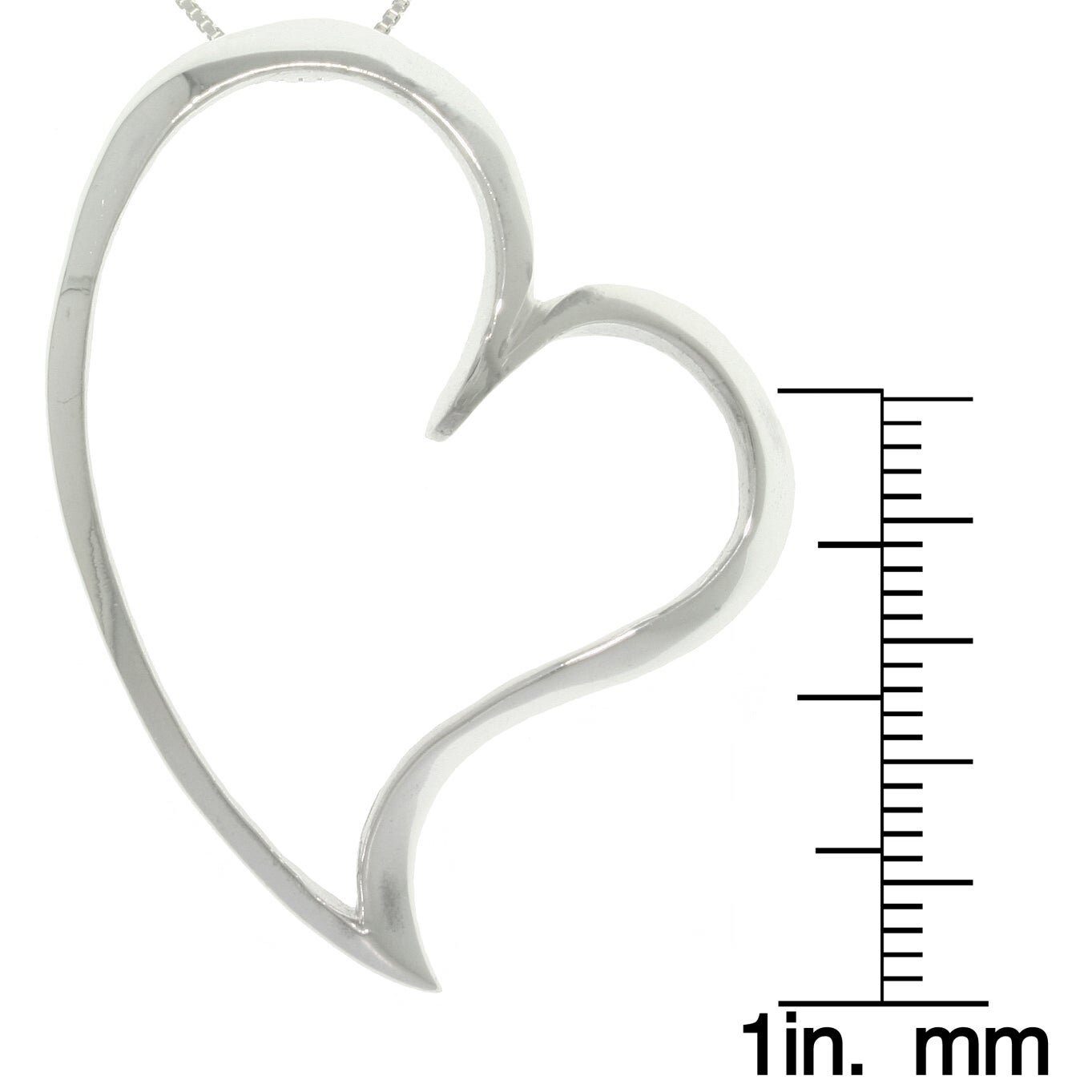 Sterling Silver Necklace 45cm/18in large open heart