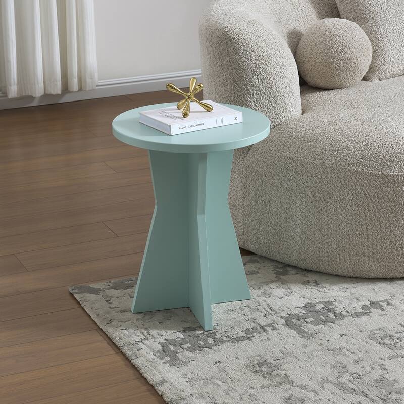Adam Contemporary Wood Pedestal Accent Side Table - Glacier
