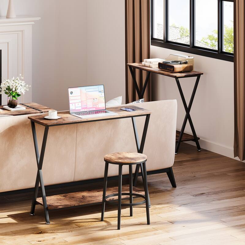 Sofa Tables Narrow Entryway Table with Storage Shelf and Metal Frame