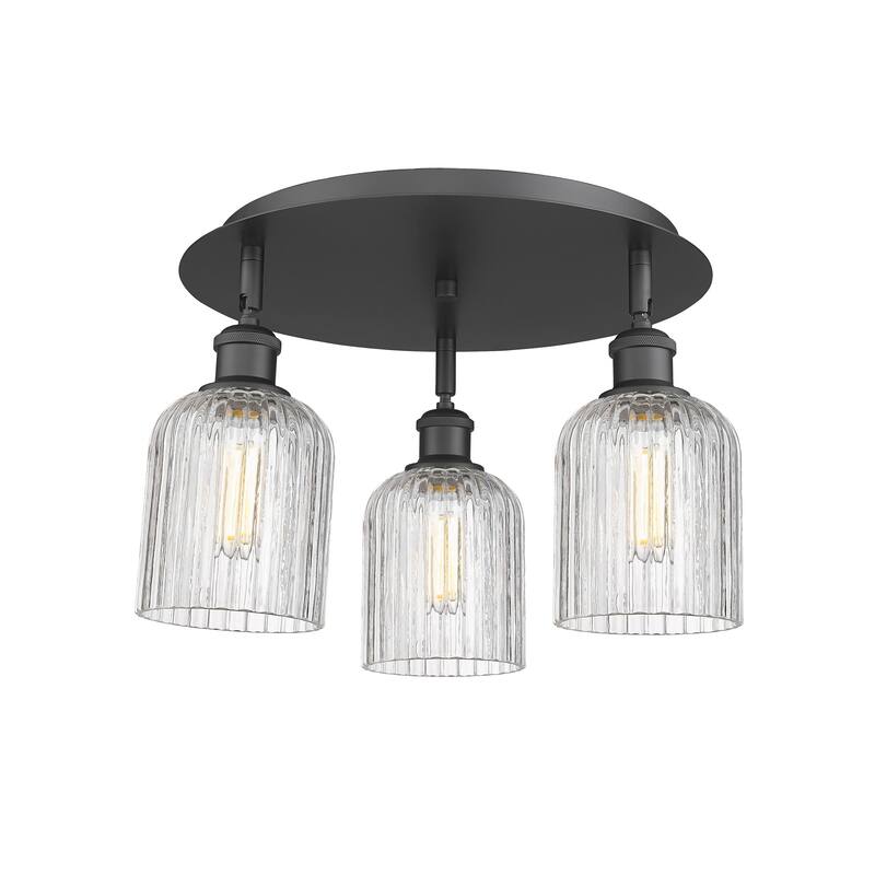 Innovations Lighting 516-3C-10-17 Bridal Veil Flush Bridal Veil 3 - Matte Black / Clear