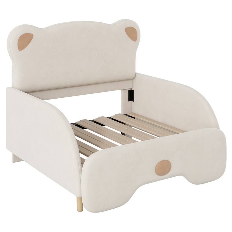 Twin XL Size Upholstered Stretchable Vaulted Sofa Bed