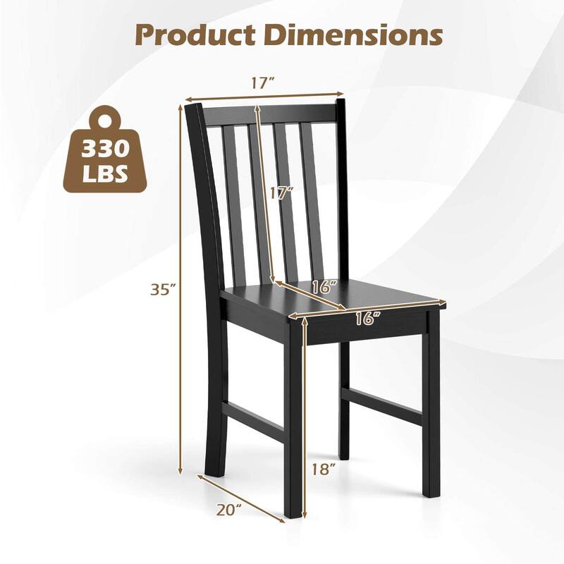 Costway Rustic Dining Chairs Set of 4 with Slat Tilt Backrest, Wide - See Details