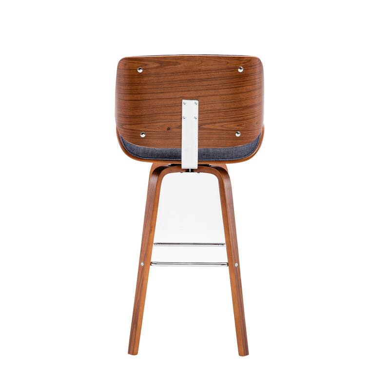Porthos Home Onur Swivel Fabric Bar Stool with Wooden Legs and Chrome Footrest