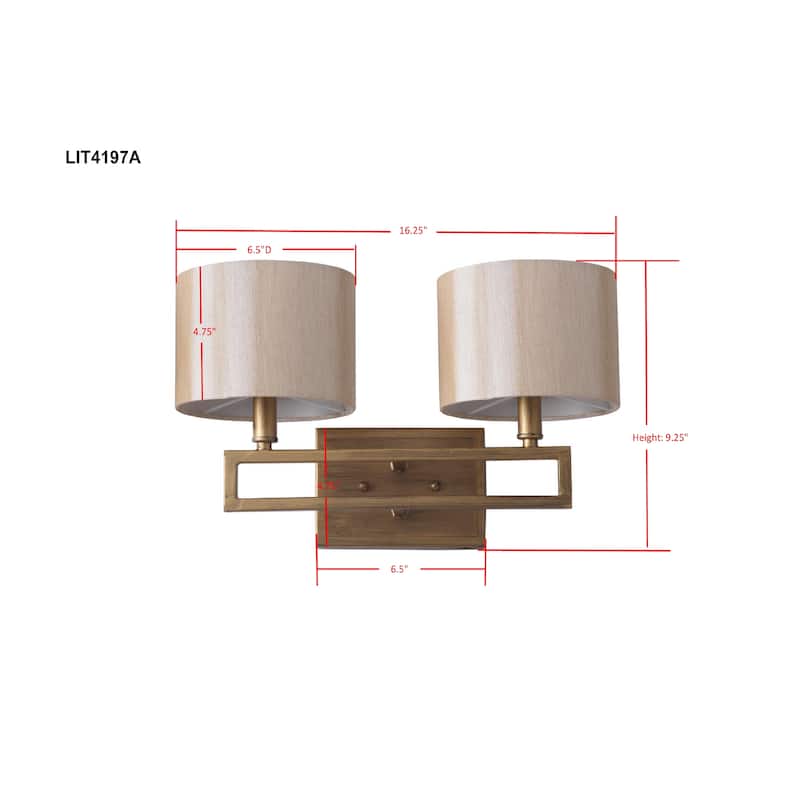 SAFAVIEH Lighting Chantal 2-Light Catena Gold Sconce - 16.25"x7.875 x9.25 - Antique Gold - 16Wx8Dx9H