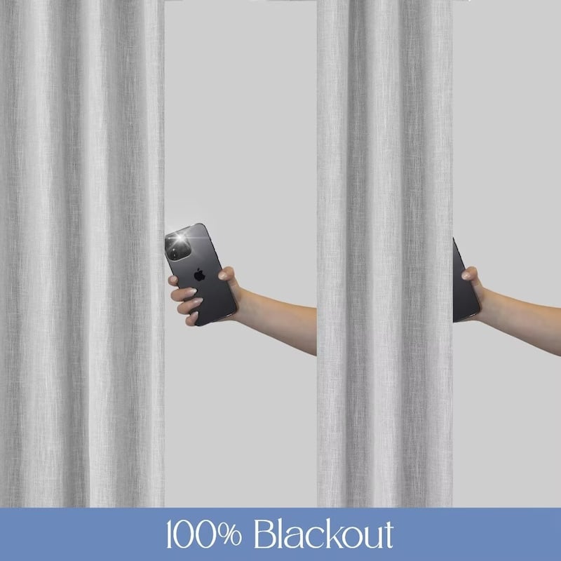Linen Texture 100% Blackout Grommet Curtain Pair(2 panels)