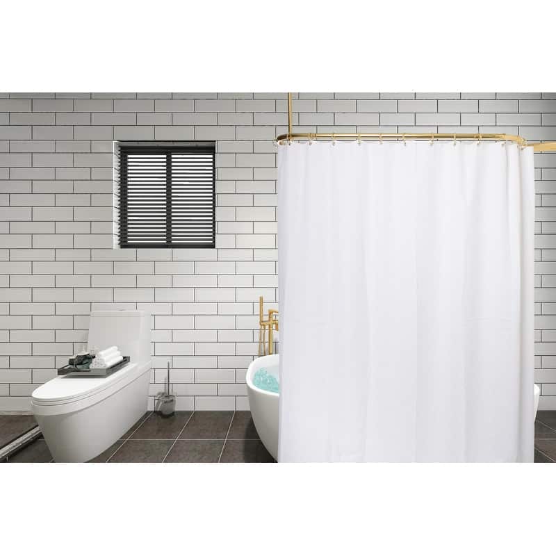 Utopia Alley Rustproof Wall Mounted Aluminum Hoop Shower Rod With Ceiling Support for Clawfoot Tub, 46 * 22 in