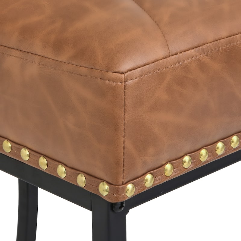 Modern 26.in Armless Barstool Metal Frame Low Back Counter Height Upholstered Bar Stool