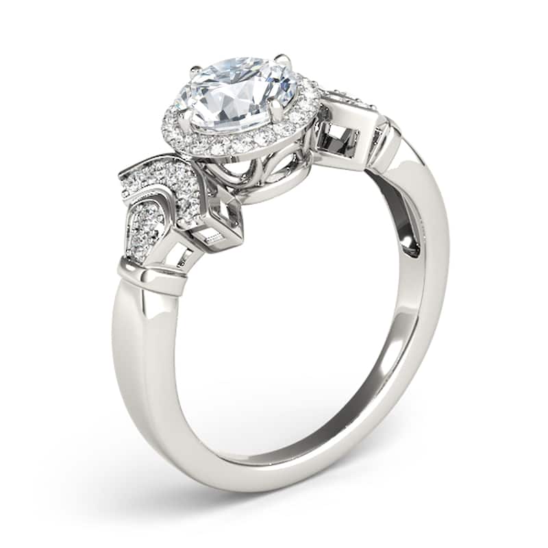 Auriya 14k White Gold Lab Grown Round Diamond Halo Engagement Ring 0.50 to 5.00 ct. tw. (F-G VS)