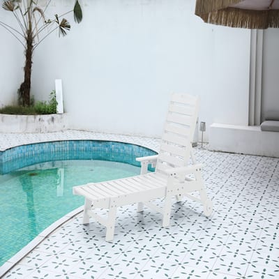 Lounge Chair Outdoor with Wood Texture, White
