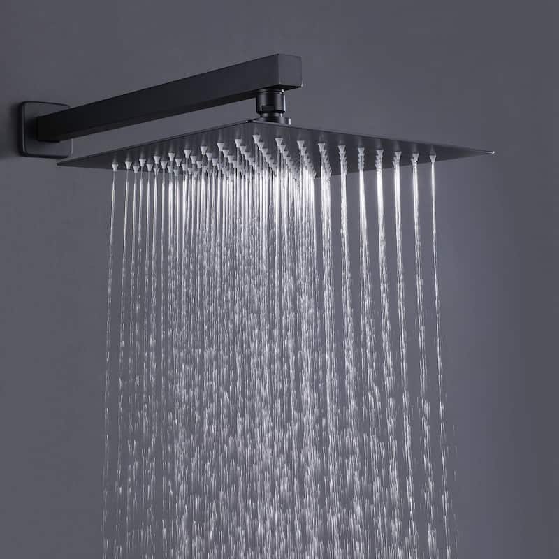 Matte Black 1-Spray Built-In Shower System - Shower Head（stainless steel） Size: 10*10 inch