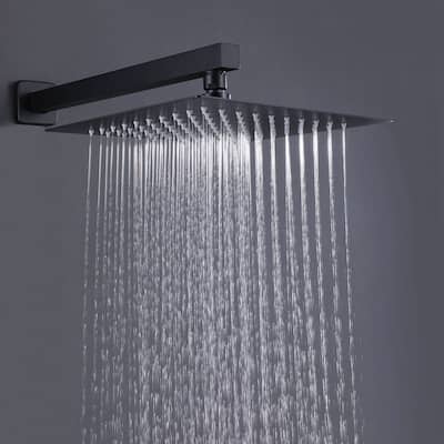Matte Black 1-Spray Built-In Shower System - Shower Head（stainless steel） Size: 10*10 inch