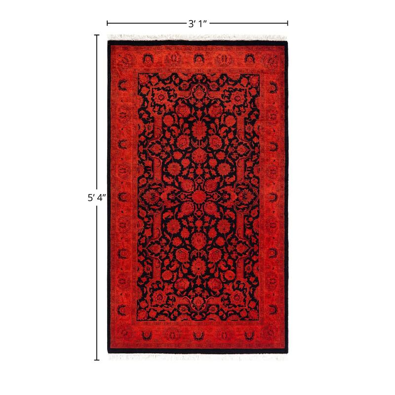 Overdyed, One-of-a-Kind Hand-Knotted Area Rug - Orange - 3' 1" x 5' 4"