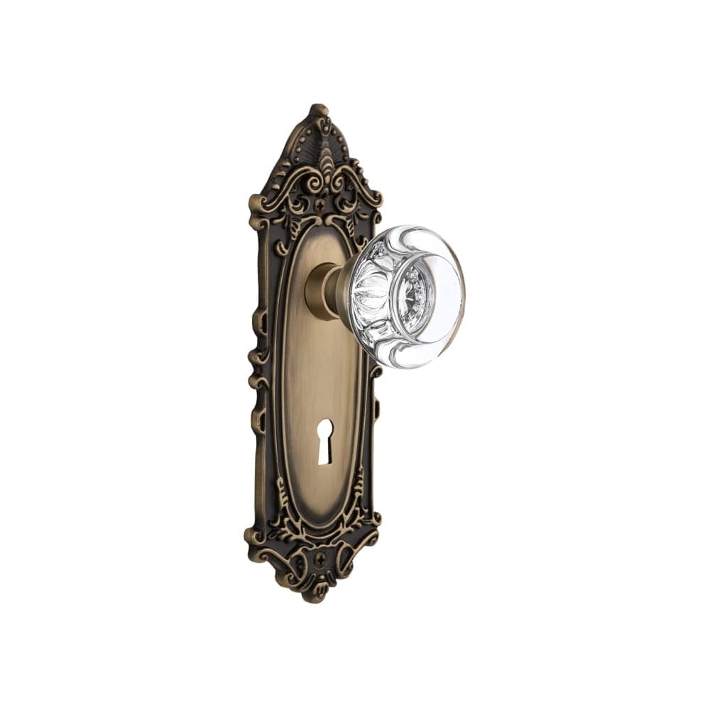 Nostalgic Warehouse Round Clear Crystal Solid Brass Privacy Door Knob