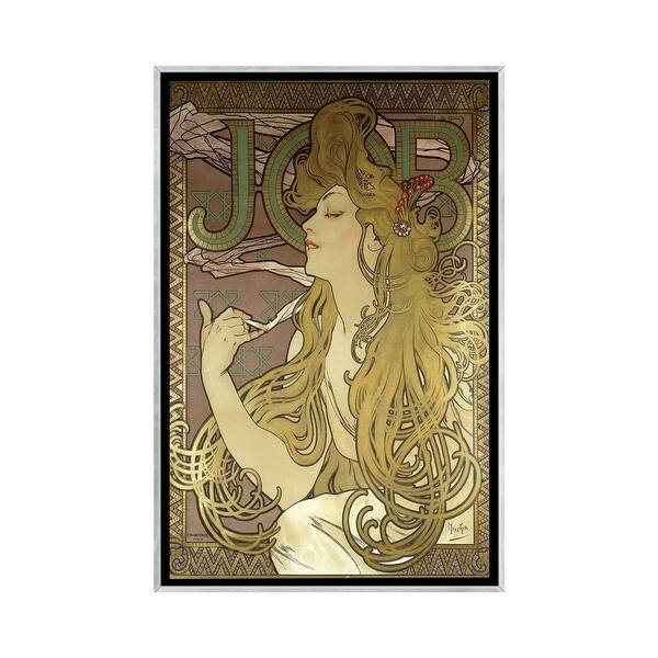 slide 2 of 12, iCanvas "JOB Rolling Papers Advertisement, 1896" by Alphonse Mucha Framed Silver - 40x26