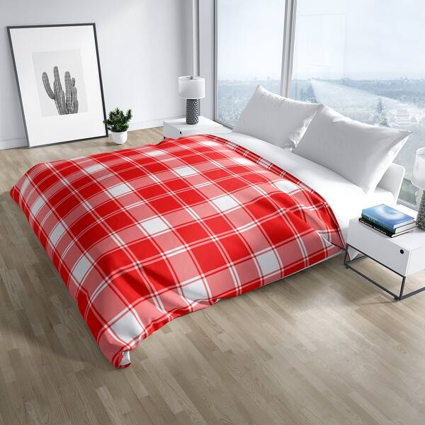 Best HD Pictures about  Red Plaid Duvet Cover  with No AI Images