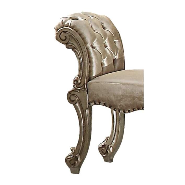 Vendome Fabric, Gold Patina & Bone Finish Vanity Stool