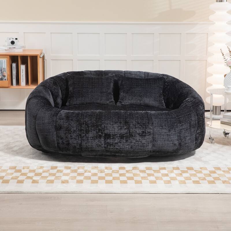 59.06'' Lazy Sofa Durable Comfort Lounger High Back - Black