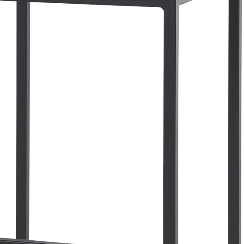 HomeRoots 30" Gray and Black Fabric and Iron Backless Bar Height Bar Chair