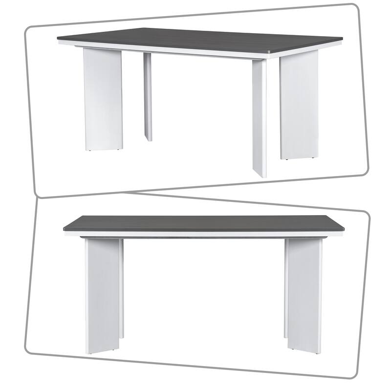 Modern luxury style dining table and chairs set of seven with upholstered dining chairs and wooden dining table