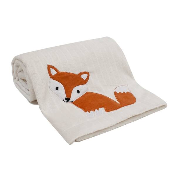 slide 1 of 1, Lambs & Ivy Woodland Tales Cream Fox Baby Blanket