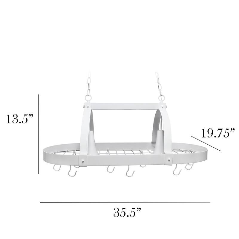 2-Light Kitchen Pot Rack with Downlights - 35.5" - White