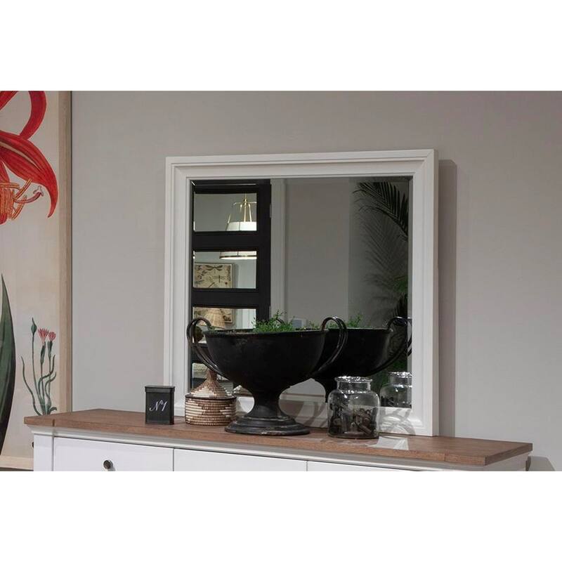 Magnussen Home Kingston Whisper White And Cerused Nutmeg Drawer Dresser With Landscape Mirror