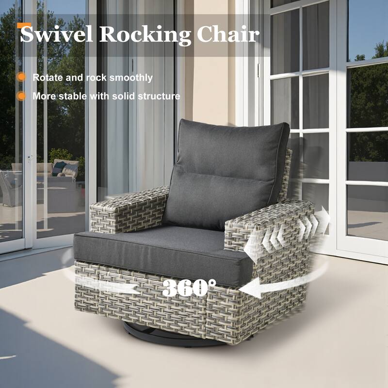 XIZZI 8-piece Wicker Patio Furniture Set with Swivel Chairs