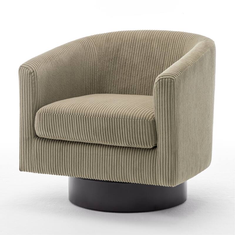 Corduroy Upholstered Swivel Barrel Chair (Set of 2)