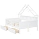 preview thumbnail 6 of 10, Full Size Wood House Platform Beds with LED, Storage Shelves, Drawers and Guardrail