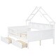 preview thumbnail 22 of 26, Modern Full Size House Bed Frame with LED Light and Guardrail, Wood Kids Storage Platform Bed with Shelves and Drawers