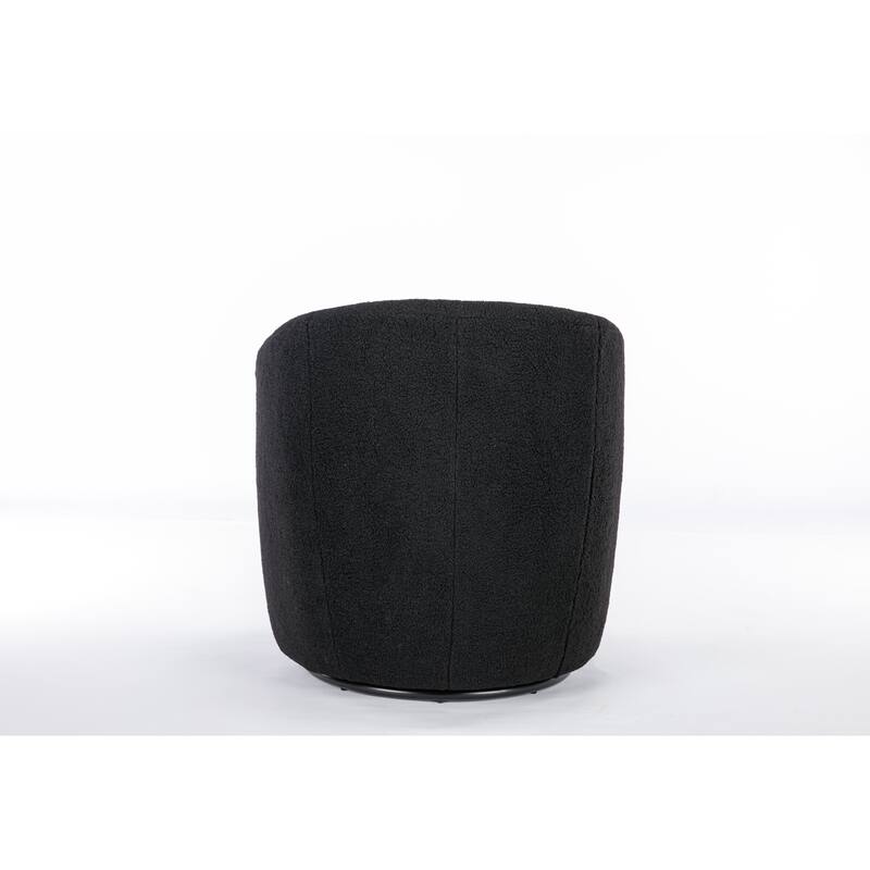 Wool Swivel Barrel Chair with 360° Rotation & Metal Base