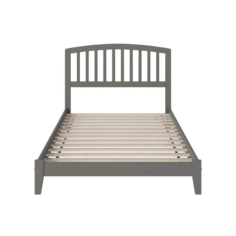 Low Profile Platform Bed - Gray Mission Style - Wood Slats & Footboard - Modern Bedroom Furniture