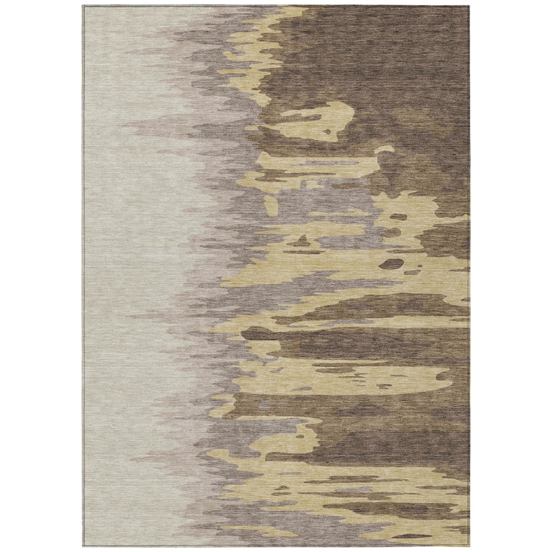 Machine Washable Indoor/ Outdoor Brushstrokes Ombre Chantille Rug
