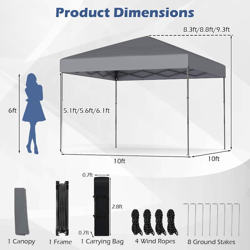 Costway 10 X 10 FT Pop up Canopy Tent with Portable Carrying Bag 8