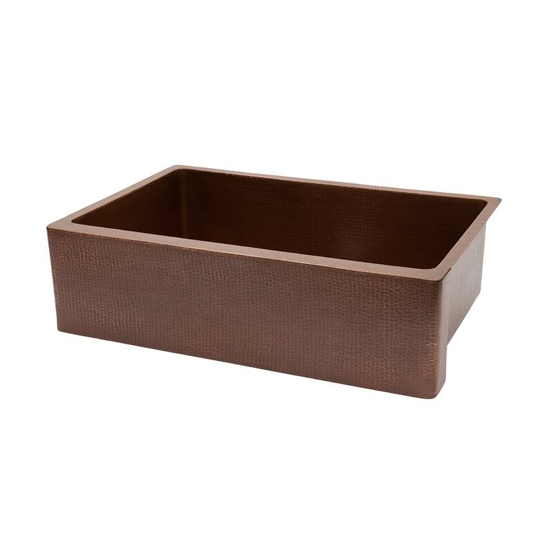 33-in Antique Hammered Copper Kitchen Apron Single Basin Sink with Matching Drain, and Accessories (KSP3_KASB33229)