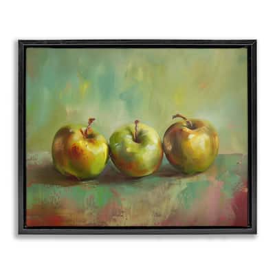 Stupell Traditional Apple Trio Still Life Framed Floater Canvas Wall Art Design By Arlington Prints