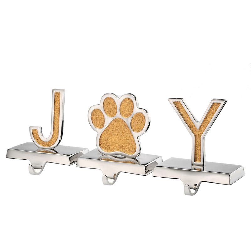 National Tree Company 5 in. Gold Sparkle JOY Stocking Holders, 3-Pieces - 5 in