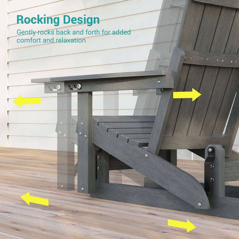 Glider Adirondack Chair 3-Position Adjustable, HDPE Wood-Like Texture