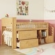 preview thumbnail 1 of 20, Low Loft Bed with Headboard Built-in LED, Bottom Hanger, Twin Loft Storage Bed with Storage Stairs Underbed Bookcase and Drawers Natural - Twin