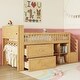 preview thumbnail 3 of 20, Wooden Loft Bed with Hanging Rod, LED, Bookshelf, Stairs, Storage Drawers and Shelves, Twin Size