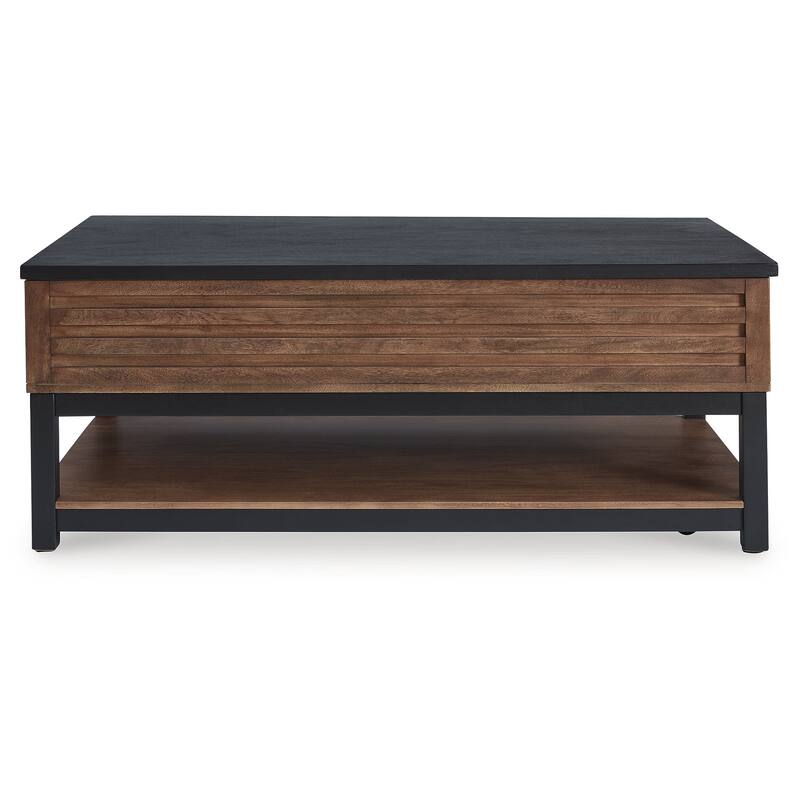 Signature Design by Ashley Kallari Black/Brown Lift-Top Coffee Table - 47.75" W x 26.25" D x 19.63" H