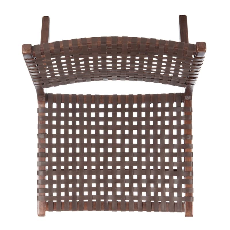 SAFAVIEH Theodora Leather Woven Accent Chair - 25.2" W x 31.5" L x 26.8" H - 25Wx31Dx27H