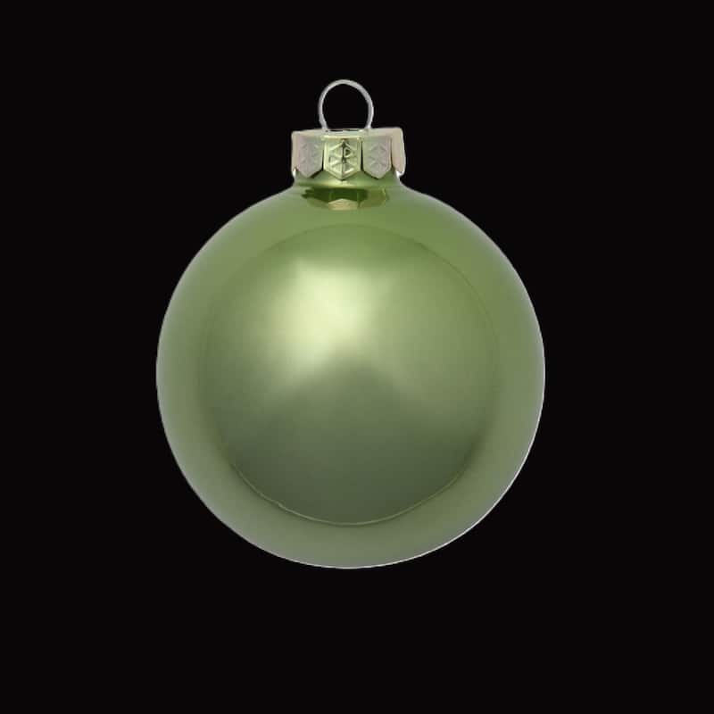 Petite Pearl Finish Glass Christmas Ball Ornaments - 1.25" (30mm) - Lime - 40ct